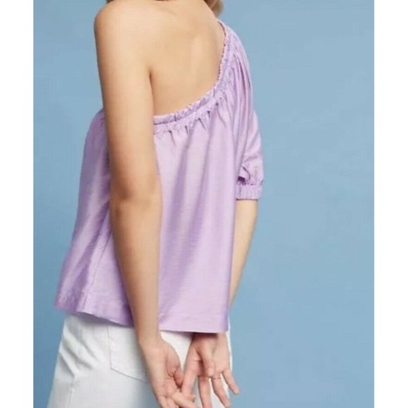 MAEVE ANTHROPOLOGIE Leonie One Shoulder Top Blouse L Large New Purple NWT - Picture 2 of 5